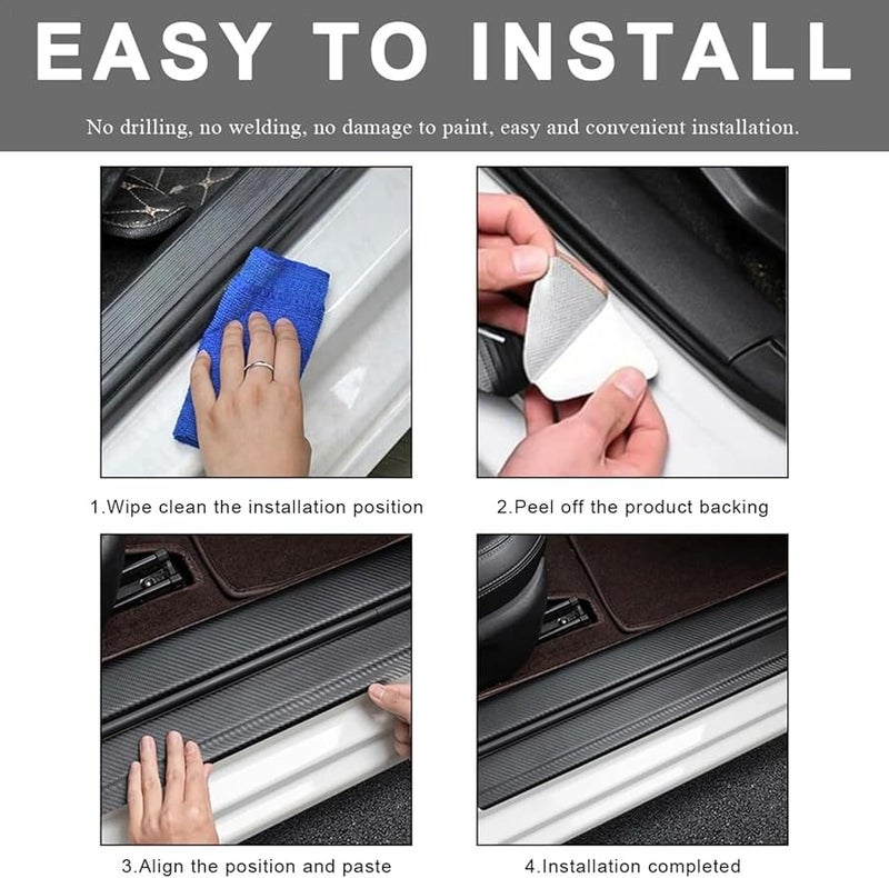 Porsche 911 Carrera 991 Car Door Sill Protector Scuff Guard Cover Strip 4PCS Blue - Image 4